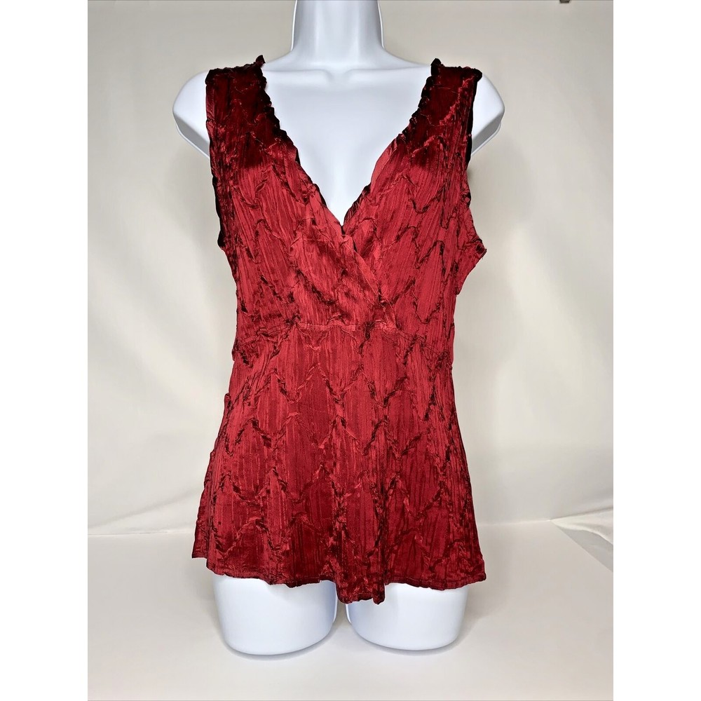 Komarov Crimson Red Sleeveless V-Neck Textured Blouse
Original price $130